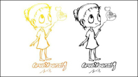 Hand-drawn cartoon characters vector material