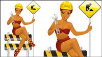 Sexy beauty workers 01 - vector material