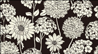 Exquisite black-and-white line art background 02 - vector material