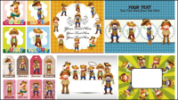 Cute cartoon label vector download