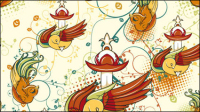 Cartoon love birds pattern 01 - vector material