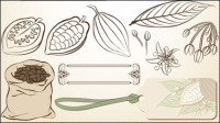 Fine line issued on cocoa beans - Vector
