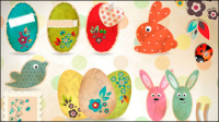 Cartoon Egg illustration background 01 - vector material