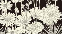 Exquisite black and white line art background 03 - vector material