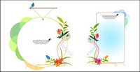 Bulletin board, arabesques, birds, green leaf