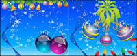 Santa Claus, socks, hanging balls, skis, angel, candles