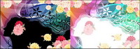 Woman with flowers Vector material -5
