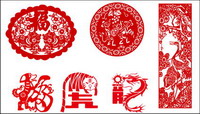 Paper-cut animals - pigs, crane, dog
