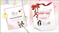 Greeting cards, roses, coffee, kissing, paint vector material
