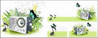 Music Speaker butterfly Dandelion Green Spring Vector Material