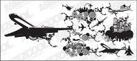 Cities and tread combination of elements of vector material