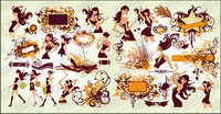 Fashion trend of women and material element vector