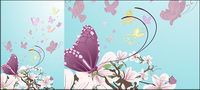 Purple flowers and butterflies
