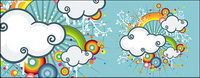 Rainbow, clouds trend illustrations