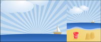 Summer beach scenery vector material