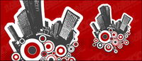 Cities and black-and-white circular logo