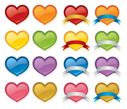 Peach color crystal heart icon vector material