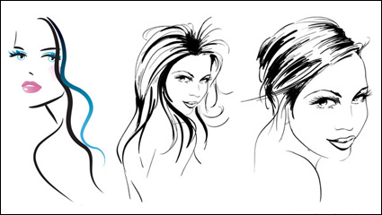 Hand-painted women vector material