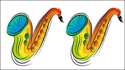 Colorful hand-painted illustrations 03 - vector material