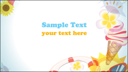 Cartoon Summer Picture 04 - vector material