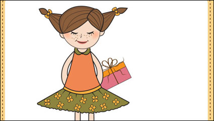 Little girl cartoon 01 - vector material