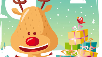 Cartoon Christmas elk 02 - vector material