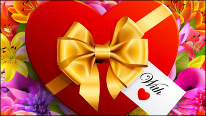 Valentine flowers background 03 - vector material