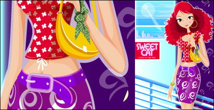 Vector of white-collar girls fashion material