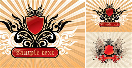 Crown, wings, shields, lions vector