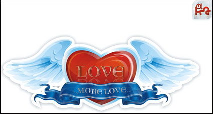 Wings, heart-shaped Valentine