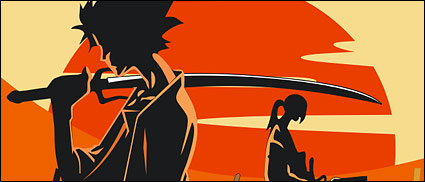 Samurai and sunset Vector