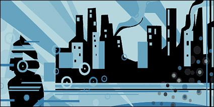 Cities and figures Vector