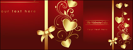 Bows and exquisite heart-shaped logo vector material